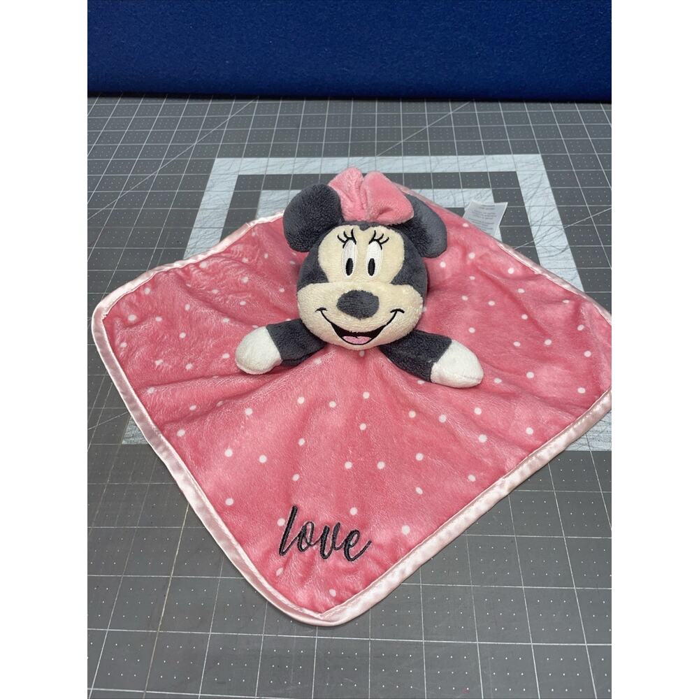 Disney Baby Minnie Mouse Love Lovey‎ Security Blanket Satin Trim Embroidered